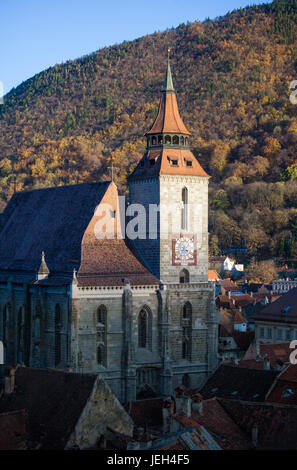 La Chiesa Nera cattedrale in Brasov città medievale, Transilvania, Romania. Foto Stock