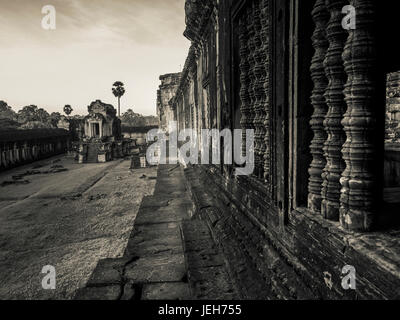 Tempio buddista, Angkor Wat; Krong Siem Reap, Siem Reap Provincia, Cambogia Foto Stock