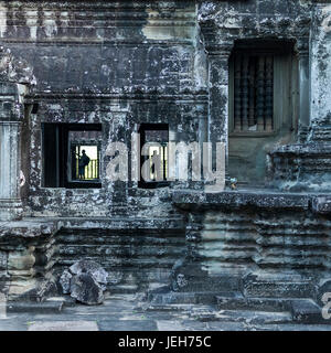 Tempio buddista, Angkor Wat; Krong Siem Reap, Siem Reap Provincia, Cambogia Foto Stock