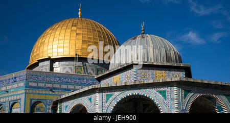 Montagna del Tempio e Cupola della roccia, la Città Vecchia di Gerusalemme. Gerusalemme, Israele Foto Stock