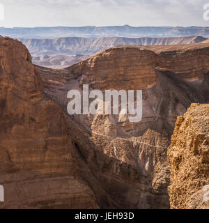 Aspre scogliere di pietra e terreni estremi a Masada, Judaean desert; Distretto Sud, Israele Foto Stock