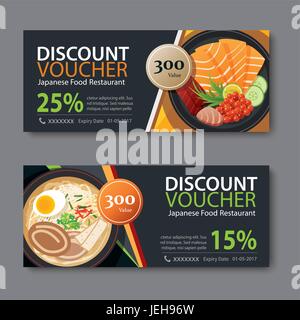 Buono sconto modello con il cibo giapponese design piatto Illustrazione Vettoriale
