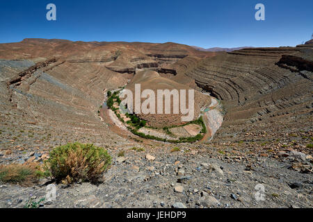 Paesaggio in alto Dades valley con Gorge de Dades, Marocco, Africa Foto Stock