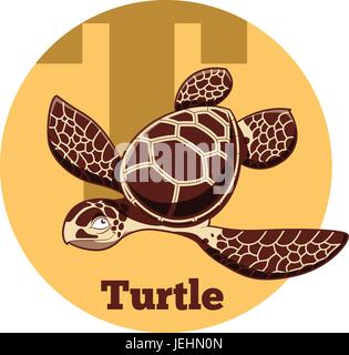 ABC Cartoon Turtle Illustrazione Vettoriale