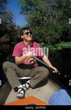 In canoa sul Rock Springs Run, Wekiwa Springs State Park, Florida Foto Stock