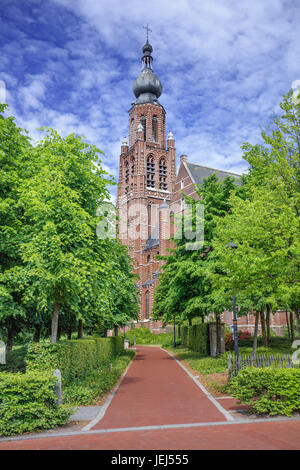 Tardo gotica chiesa Saint-Katharina Hoogstraten, terza più alta in Belgio chiesa, uno del mondo più alti edifici in mattoni. Foto Stock