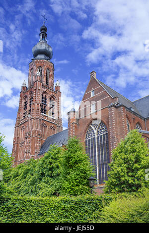 Tardo gotica chiesa Saint-Katharina Hoogstraten, terza più alta in Belgio chiesa, uno del mondo più alti edifici in mattoni. Foto Stock