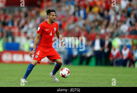 Mosca, Russia. 25 GIU, 2017. Mauricio Isla del Cile durante Chile-Australia partita valevole per il terzo round della Confederations Cup 2017, questa domenica (25), che si è tenuta presso la Spartak Stadium (Otkrytie Arena) a Mosca, in Russia. Credito: Foto Arena LTDA/Alamy Live News Foto Stock