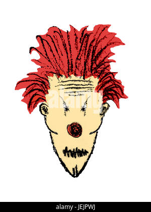 Il male Clown disegnare a mano illustrazione Foto Stock