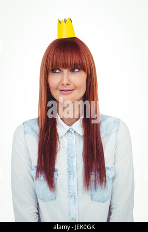 Felice hipster donna con una corona Foto Stock