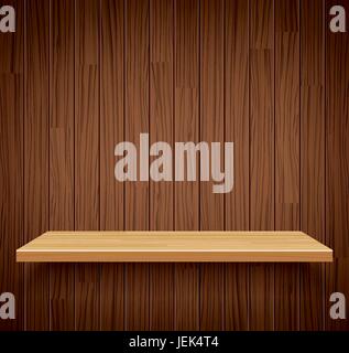 Il vettore vuoto scaffale di legno sfondo.Empty in legno per il tuo prodotto display o montage. Illustrazione Vettoriale