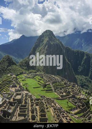 Machu Picchu città vista aerea Foto Stock