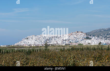 Bianco tipico spagnolo case su una collina in andalusia nei pressi della città di Malaga sulla costa della Spagna Foto Stock