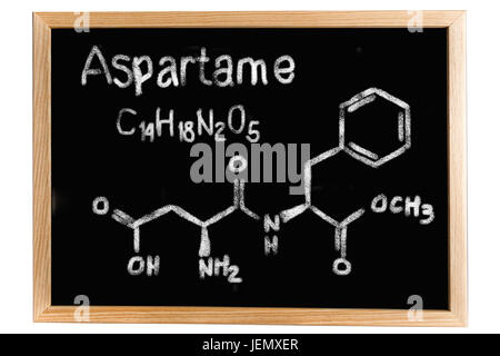 Lavagna con la formula chimica di aspartame Foto Stock