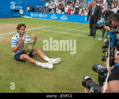 Il 25 giugno 2017. Mens singles finali corrispondono al 2017 Aegon campionati, il Queen's Club di Londra Foto Stock