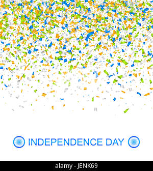 Celebrazione Banner per Indian Independence Day con i confetti in colori nazionali, quindicesimo agosto - Illustrazione Foto Stock