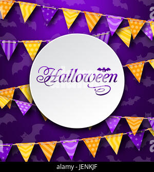 Illustrazione Halloween biglietto di auguri con colorato Bunting, sfondo luminoso - Foto Stock