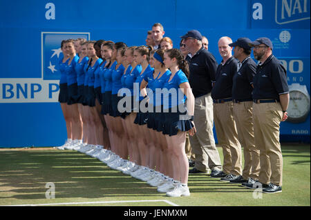 Il 25 giugno 2017. Mens singles finali corrispondono al 2017 Aegon campionati, il Queen's Club di Londra Foto Stock