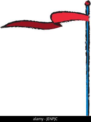 Circus red flag pole sventolando Illustrazione Vettoriale