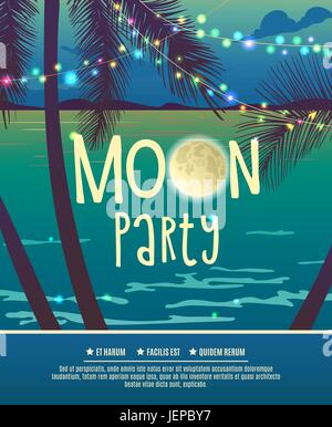 Volantino per la luna piena di partito. Illustrazione Vettoriale