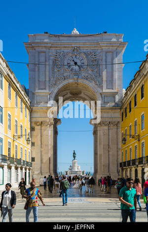 Lisbona, Portogallo - 19 maggio 2017: arco trionfale di augusta street, lisbona Foto Stock