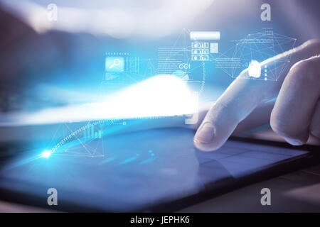 Immagine composita del trasferimento di file sullo sfondo Foto Stock