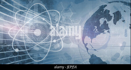 Global business graphic in blu Foto Stock