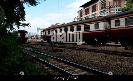 Hua Lamphong Stazione ferroviaria cantieri ferroviari Bangkok in Thailandia Foto Stock