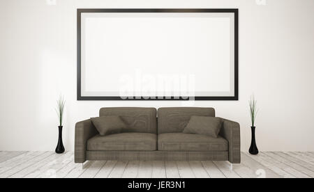 Soggiorno moderno con parete grande telaio 3d rendering Foto Stock