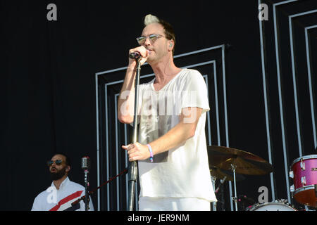 Michael fitzpatrick gruppo musicale fitz tantrums esegue sul palco durante la Arroyo Seco weekend giugno 25,2017 brookside campo da golf Pasadena, California. Foto Stock