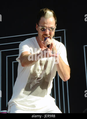 Michael fitzpatrick gruppo musicale fitz tantrums esegue sul palco durante la Arroyo Seco weekend giugno 25,2017 brookside campo da golf Pasadena, California. Foto Stock