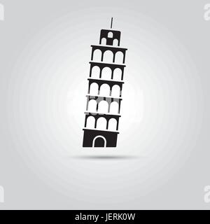 Torre pendente di Pisa, Italia. EPS 10 icona Vettore. Illustrazione Vettoriale