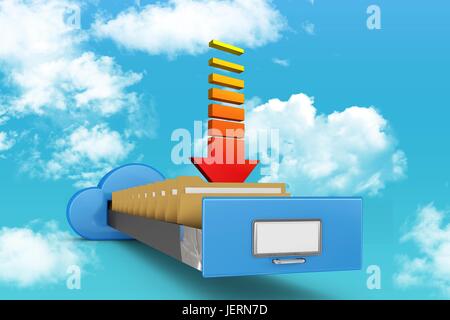 Il Cloud Filing cabinet con freccia Foto Stock