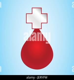 Croce, illustrazione, sangue, donazione, donare, donatore, trasfusione, rosso, medico, Illustrazione Vettoriale