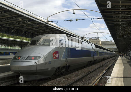 Francia, Parigi, stazione ferroviaria, 'done de l' estone, piattaforma, treno, SNCF, alcuna proprietà di rilascio, Foto Stock