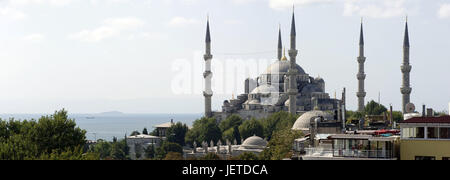 Turchia, Istanbul, del sultano Ahmed la moschea, la Moschea Blu e il Bosforo, Foto Stock