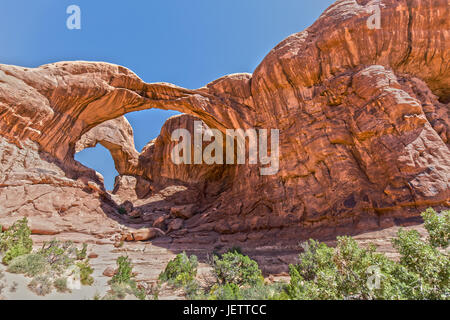 Il doppio arco in Arches National Park nello Utah Foto Stock
