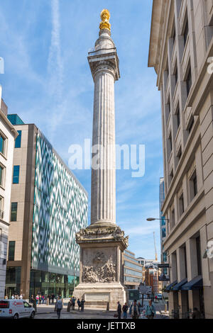 Un monumento al Grande Incendio di Londra, Regno Unito Foto Stock