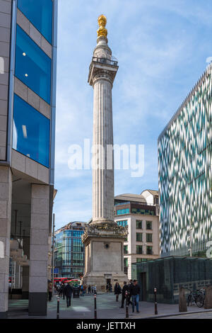 Un monumento al Grande Incendio di Londra, Regno Unito Foto Stock