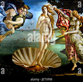 La Birt di Venere 1485 Sandro Botticelli ( Alessandro di Mariano Filipepi ) 1445-1510 Firenze pittore italiano di scuola fiorentina del primo Rinascimento. Foto Stock