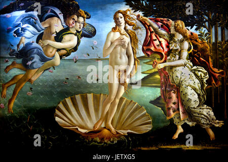 La Birt di Venere 1485 Sandro Botticelli ( Alessandro di Mariano Filipepi ) 1445-1510 Firenze pittore italiano di scuola fiorentina del primo Rinascimento. Foto Stock