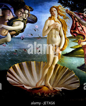 La Birt di Venere 1485 Sandro Botticelli ( Alessandro di Mariano Filipepi ) 1445-1510 Firenze pittore italiano di scuola fiorentina del primo Rinascimento. Foto Stock