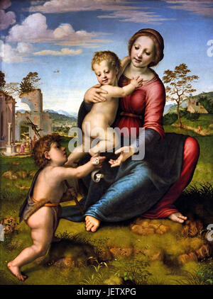 Madonna del Pozzo o della Madonna con il bambino e il giovane San Giovanni Battista 1510 Franciabigio 1482 -1525 Firenze pittore italiano del rinascimento fiorentino.( il suo vero nome potrebbe essere stato Francesco di Cristofano, tuttavia egli è anche chiamato Marcantonio Franciabigio o Francia Bigio. ) Foto Stock