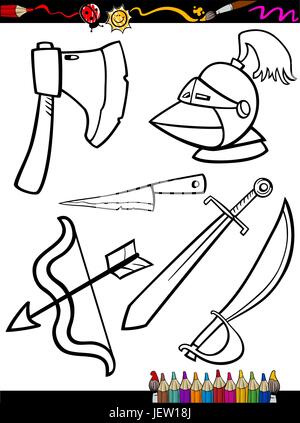 Illustrazione, spada, il braccio, arma, ax, cartoon, ARMOR, applicazione, oggetto, Illustrazione Vettoriale