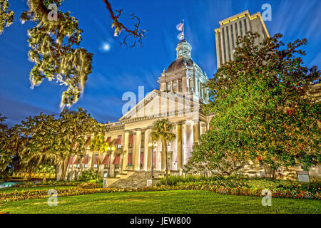 Storico Old Capitol in Tallahassee di notte Foto Stock