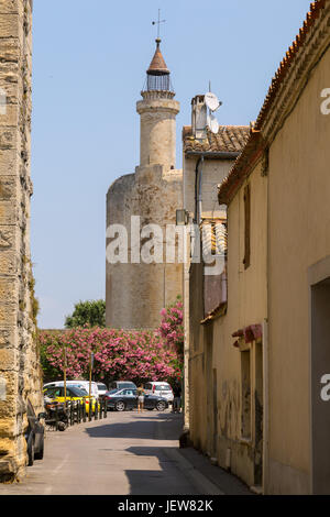 Donjon a Aigues-Mortes, Languedoc-Roussillon, Francia. Foto Stock