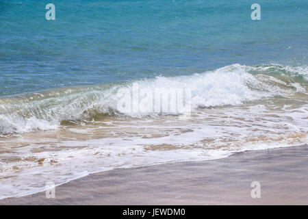 Acque turchesi del mare su una spiaggia di sabbia Foto Stock