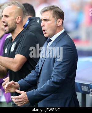 Germania manager Stefan Kuntz durante UEFA Europei Under-21 campionato, Semi finale corrispondono a Stadion Miejski, Tychy. Foto Stock