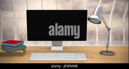 Immagine composita di un computer su una scrivania Foto Stock
