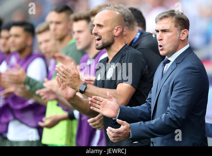 Germania U21 manager Stefan Kuntz durante UEFA Europei Under-21 campionato, Semi finale corrispondono a Stadion Miejski, Tychy. Stampa foto di associazione. Picture Data: martedì 27 giugno, 2017. Vedere PA storia calcio Inghilterra U21. Foto di credito dovrebbe leggere: Nick Potts/filo PA. Restrizioni: Utilizzo soggetto a restrizioni FA. Solo uso editoriale. Uso commerciale solo con il preventivo consenso scritto di FA. Nessuna modifica tranne il ritaglio. Foto Stock